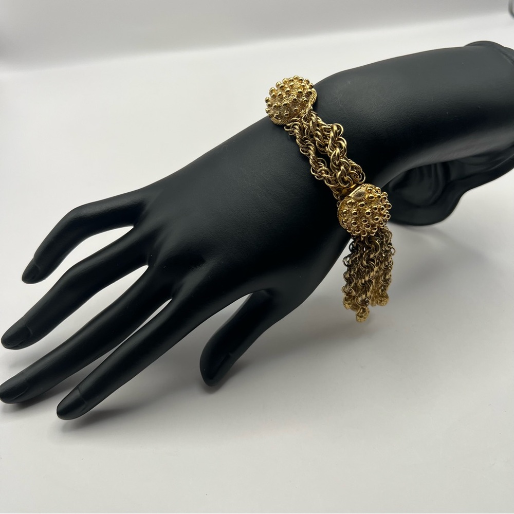 Super Rare Monet Gold Tone Tassel Bracelet Size 6.25